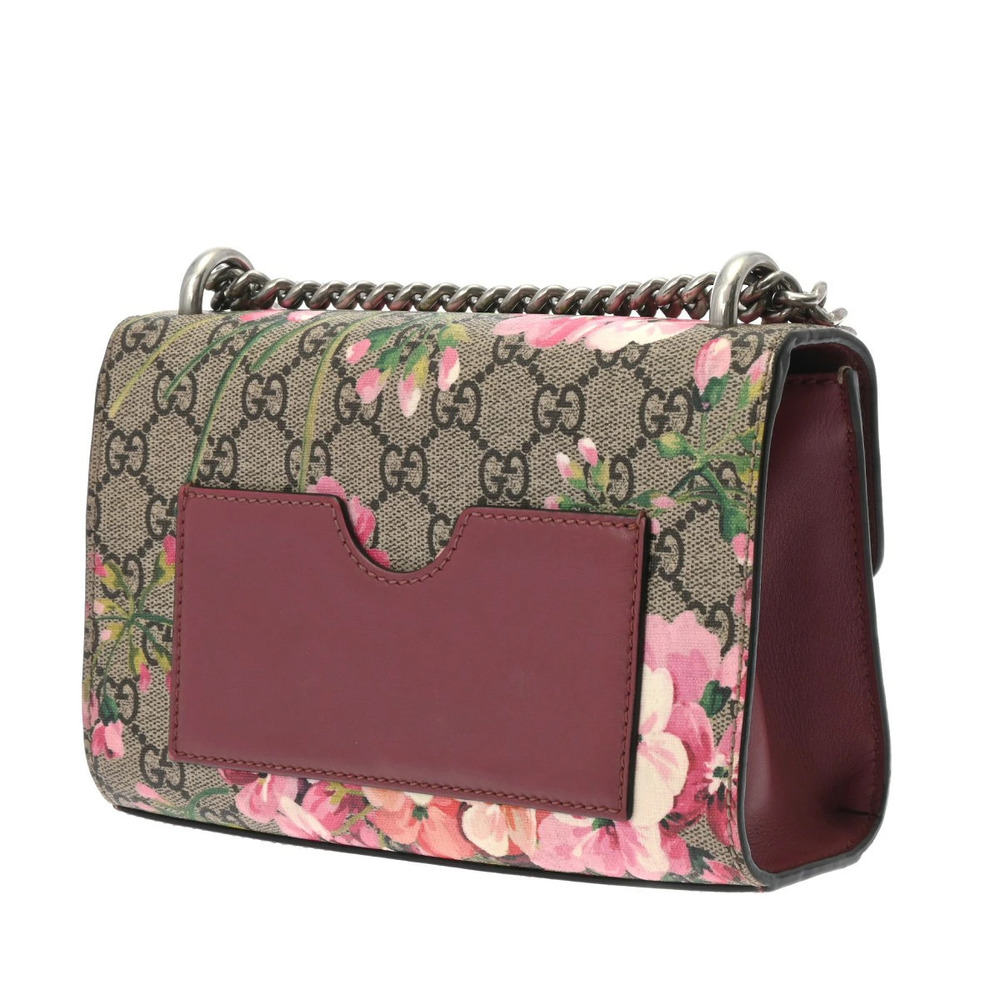 Gucci Pink Supreme Leather Beige GG Bag Canvas Chain Shoulder